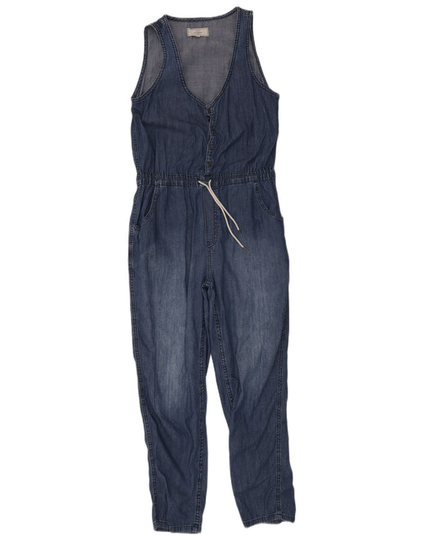 Fat Face Dame ærmeløs denim Jumpsuit UK 10 Small W30 L26 Blå Bomuld
