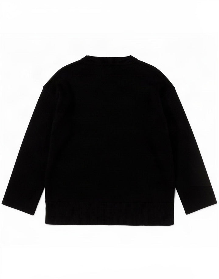 Massimo Dutti Dame V-hals sweater UK 10 Lille sort uld
