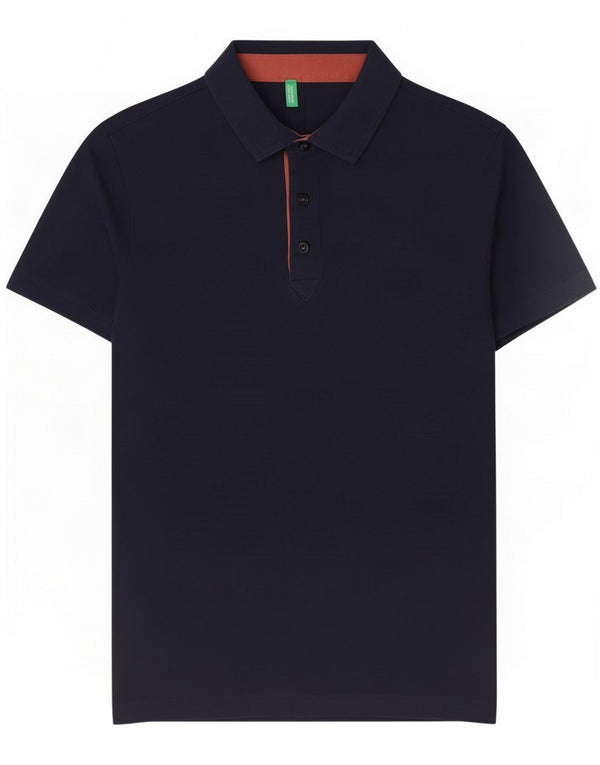 Benetton Poloskjorte til mænd Medium Navy Blue Cotton