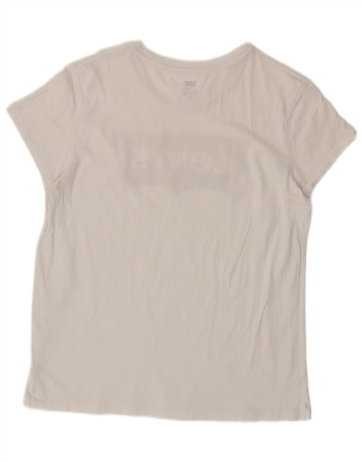 LEVI'S Grafisk T-Shirt Top til kvinder DK 16 Stor Hvid