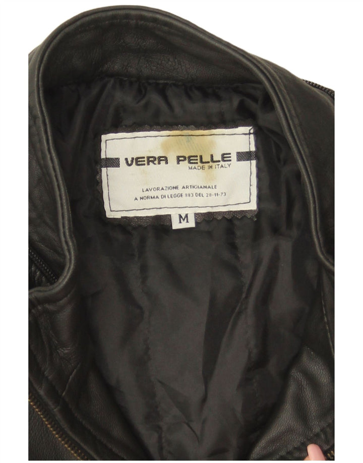 Vintage Herre Bomber Læderjakke UK 38 Medium Sort Læder