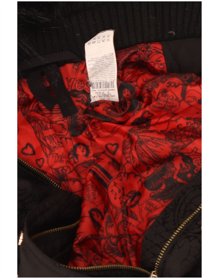 Desigual hættejakke til kvinder EU 36 Small Black Paisley