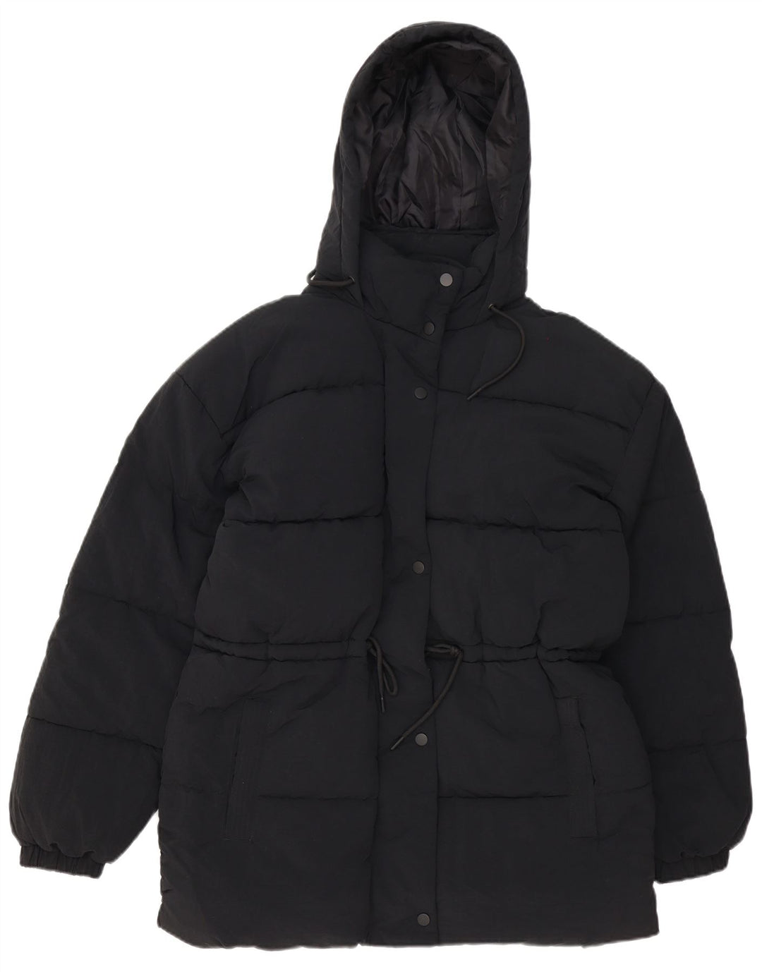 Topshop Dame Hætte Oversized Polstret Jakke UK 8 Small Black Polyester
