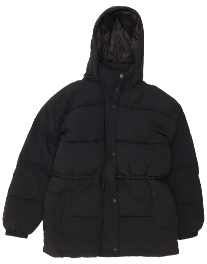 Topshop Dame Hætte Oversized Polstret Jakke UK 8 Small Black Polyester