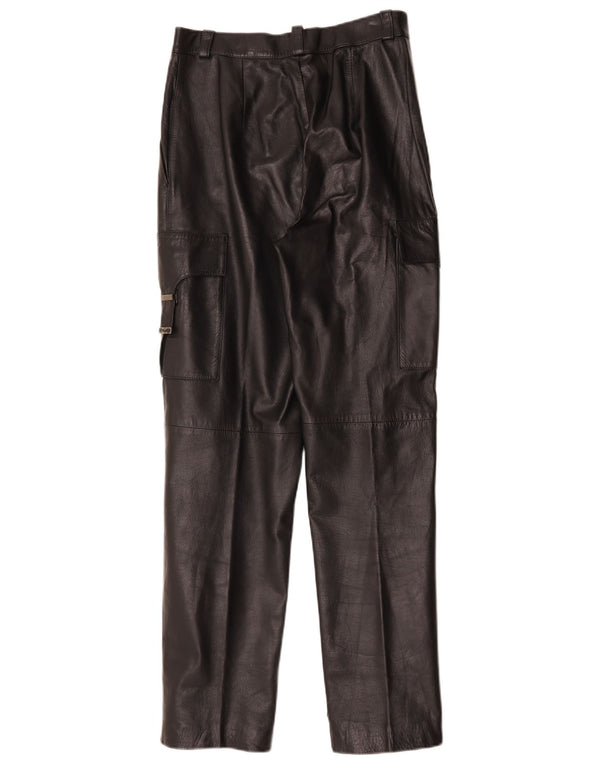 FLORENTIA Dame lige læder Cargo bukser IT 44 Medium W28 L31 Sort