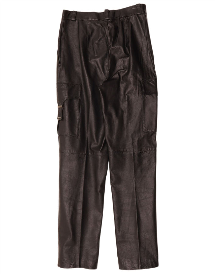FLORENTIA Dame lige læder Cargo bukser IT 44 Medium W28 L31 Sort