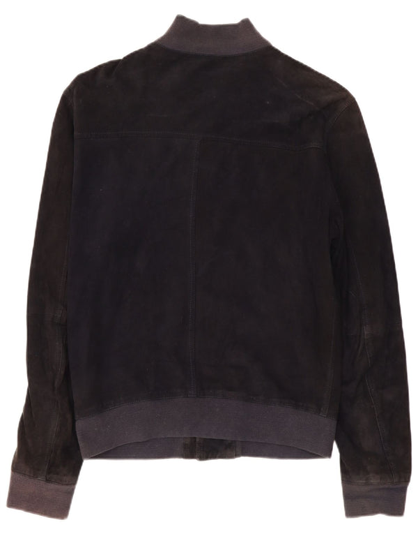 Vintage herre ruskind bomberjakke UK 40 Large Navy Blue Leather