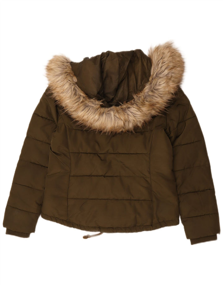 Topshop Dame Hættejakke UK 12 Medium Khaki Polyester