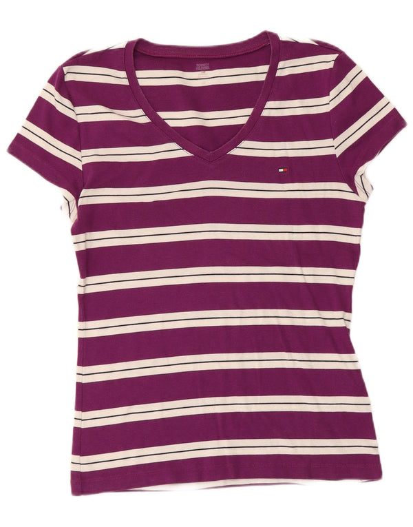 Tommy Hilfiger T-shirt top til kvinder DK 14 Stor lilla stribet bomuld