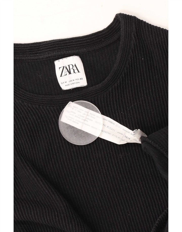 Zara Herre Top Langærmet Medium Sort Bomuld
