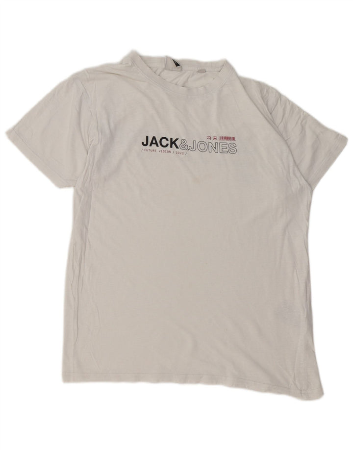 JACK & JONES Herre grafisk T-shirt Top Lille hvid bomuld