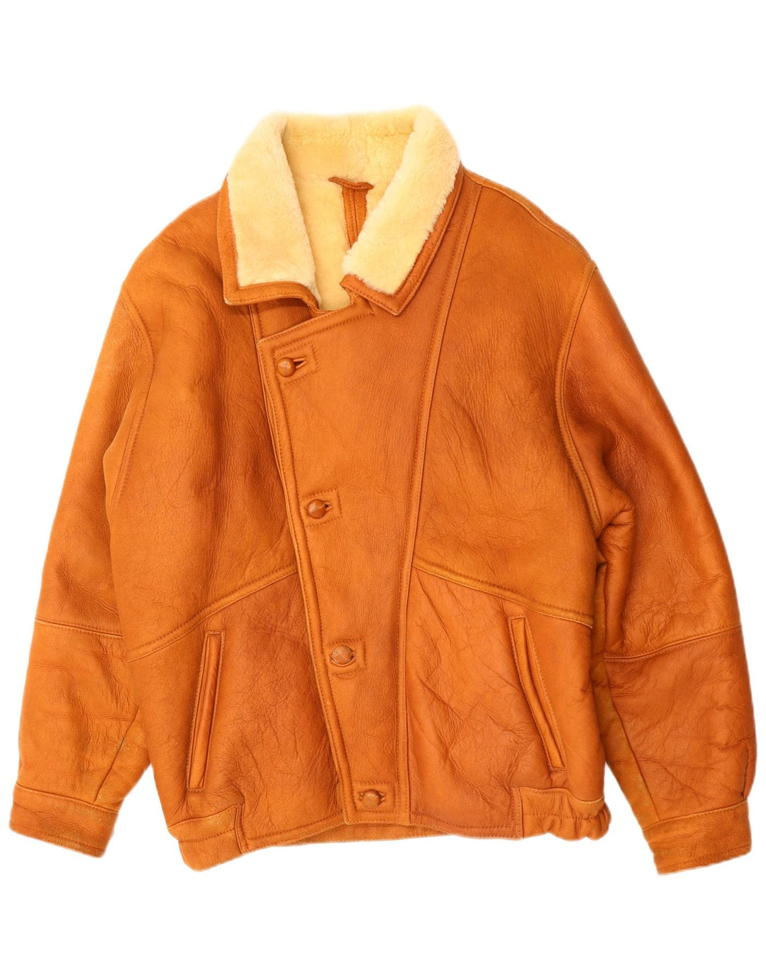 VINTAGE Shearling Jacket til mænd IT 50 Large Brown