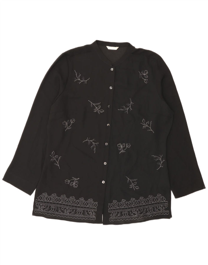 Marks & Spencer skjortebluse til kvinder UK 14 Large Black Floral