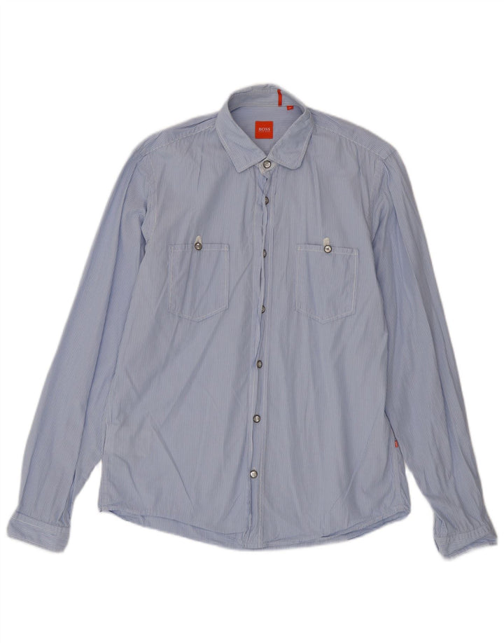 Hugo Boss Herreskjorte Medium Blue Pinstripe Bomuld