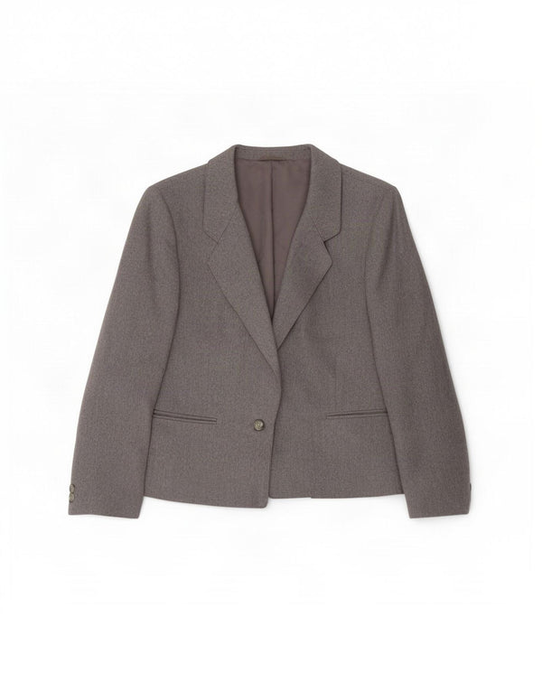 St Michael Dame 1 Knap Blazer Jakke UK 14 Stor Grå Uld