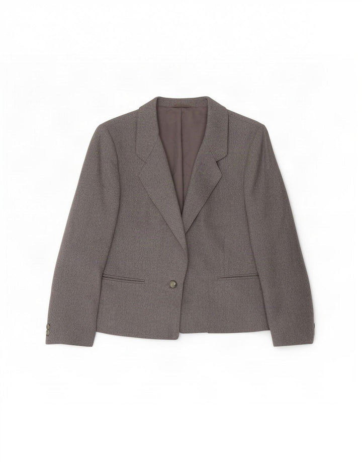 St Michael Dame 1 Knap Blazer Jakke UK 14 Stor Grå Uld