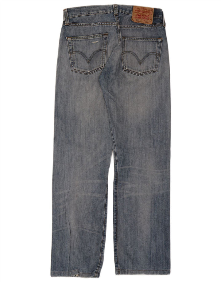 Levi's Herre 501 Distressed Straight Jeans W30 L29 Blå Bomuld