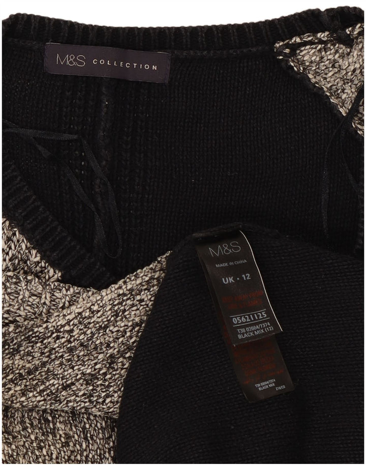 Marks & Spencer Dame Boat Neck Jumper Sweater UK 12 Medium Black