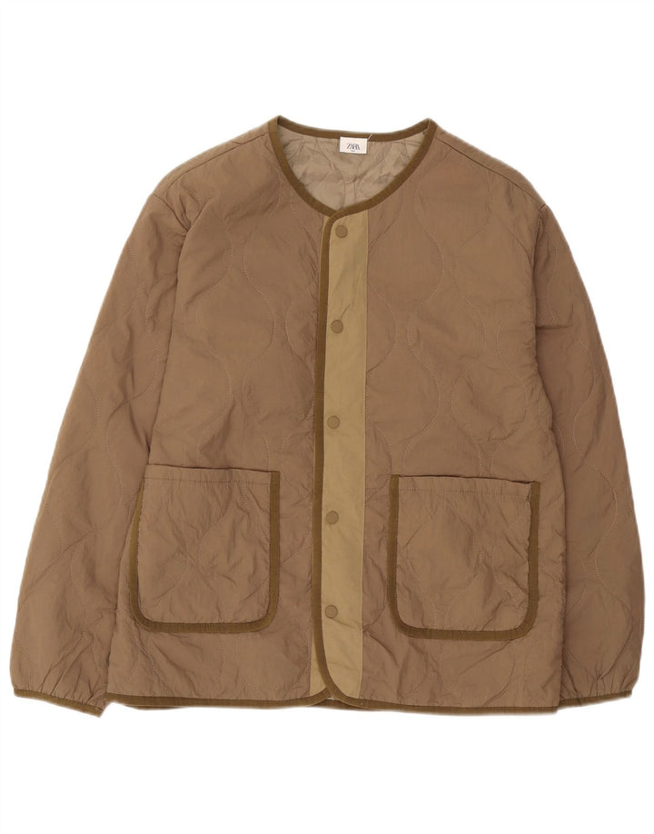 Zara drenge liner polstret jakke 13-14 år brun polyester