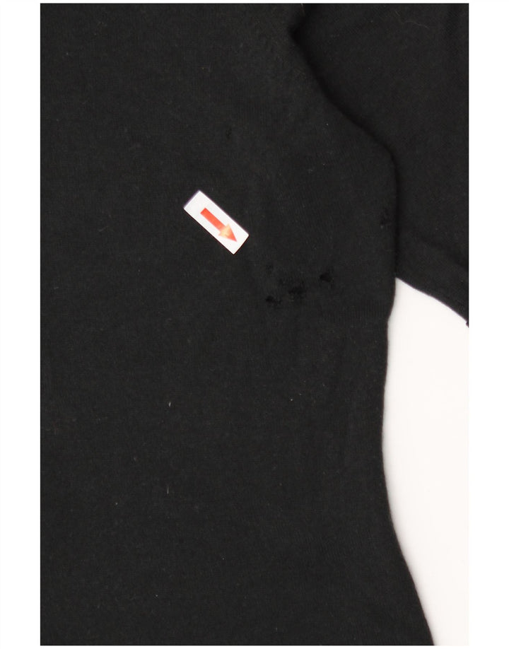 Hugo Boss Dame Flæse Front Crew Neck Jumper Sweater UK 8 Small Black