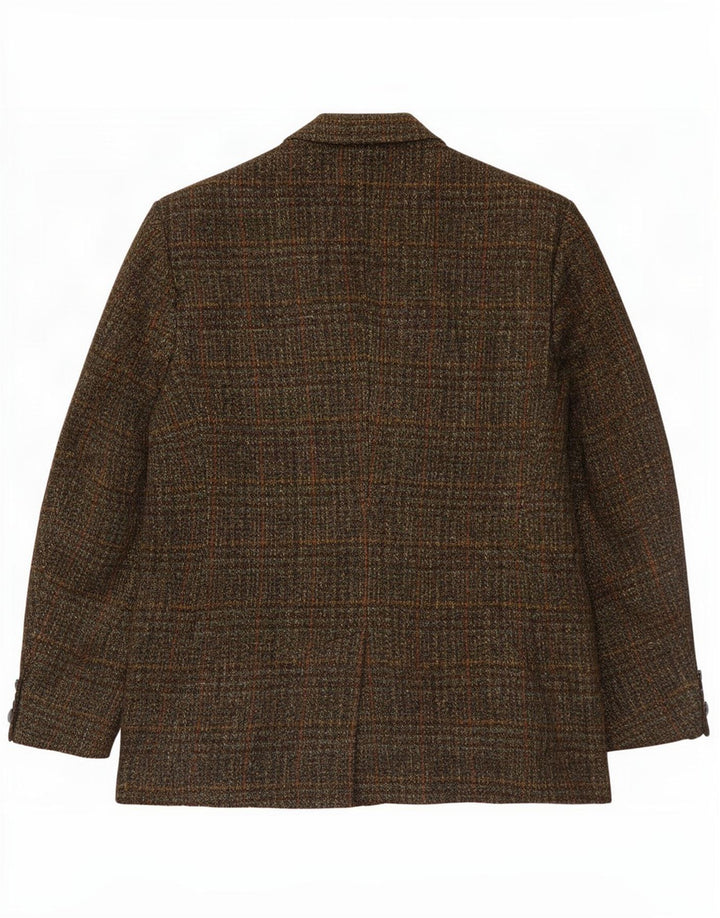 Harris Tweed Herre 3-knaps blazerjakke UK 38 Medium Khaki Plaid Uld