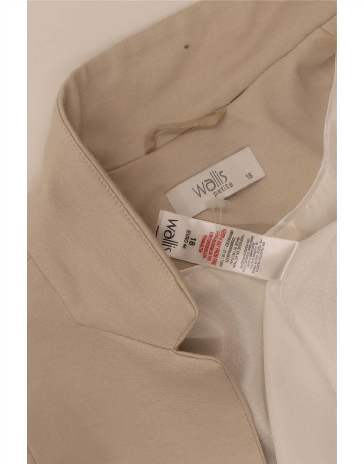 Wallis Dame 3/4 ærmet åben blazerjakke UK 18 XL Beige Polyester