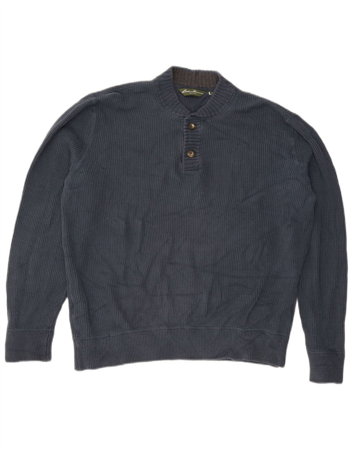 EDDIE BAUER Herre sweater med rund hals, stor marineblå bomuld