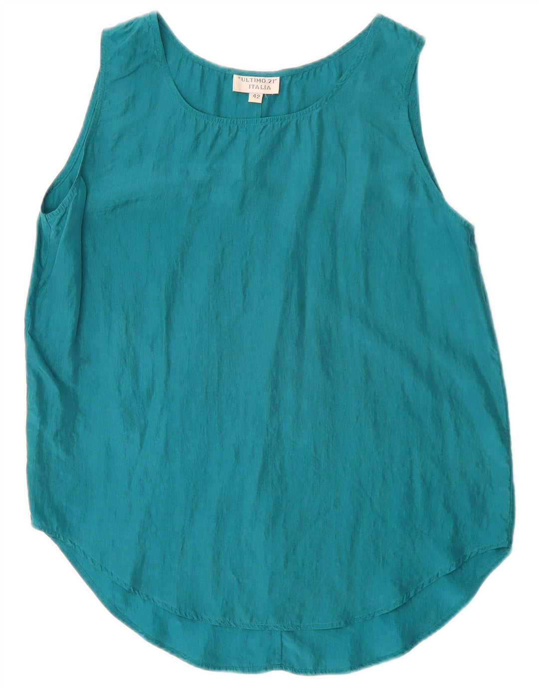 Ultimo 21 Dame ærmeløs bluse Top IT 42 Medium Blue Silk