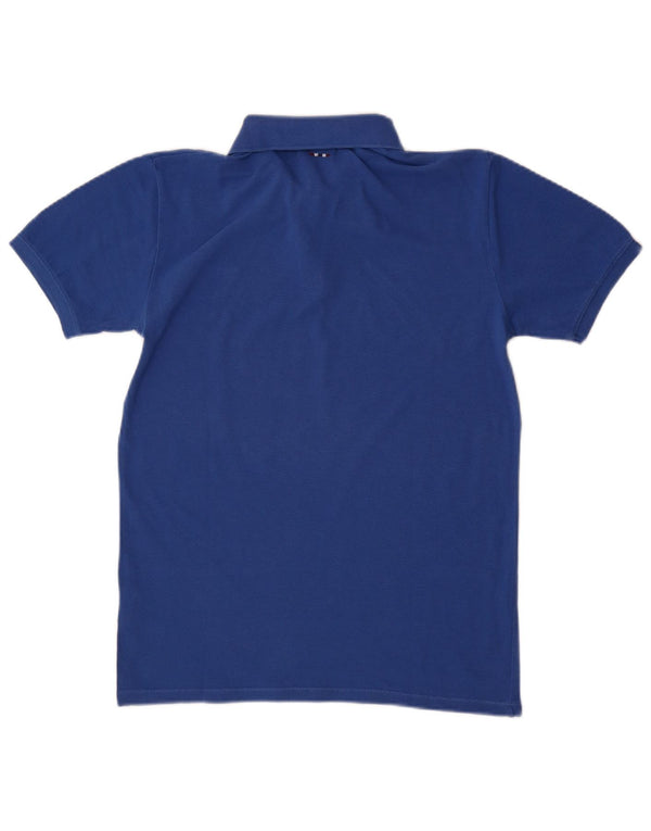 Napapijri Boys Geographic Polo Shirt 13-14 Years Blue Cotton