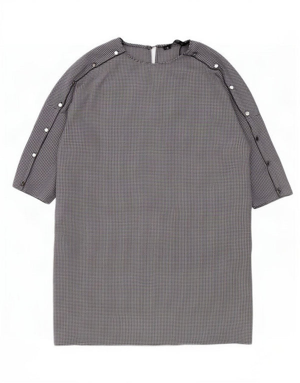 Zara Dame 3/4 ærmet Shift Dress UK 16 Large Black Houndstooth Polyester