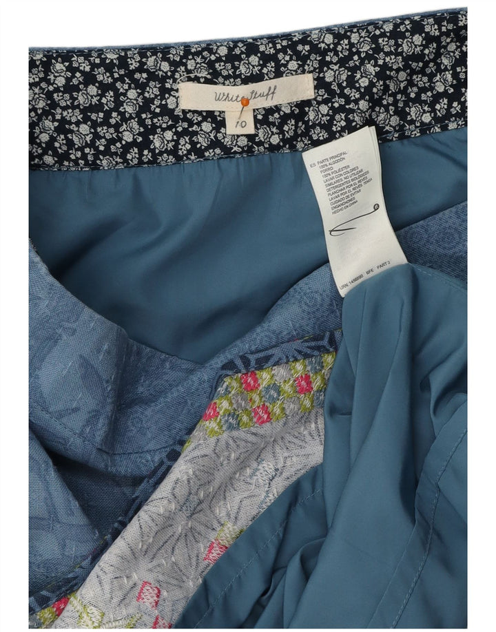 WHITE STUFF Dame A-Line nederdel UK 10 Small W32 Blue Floral Polyester