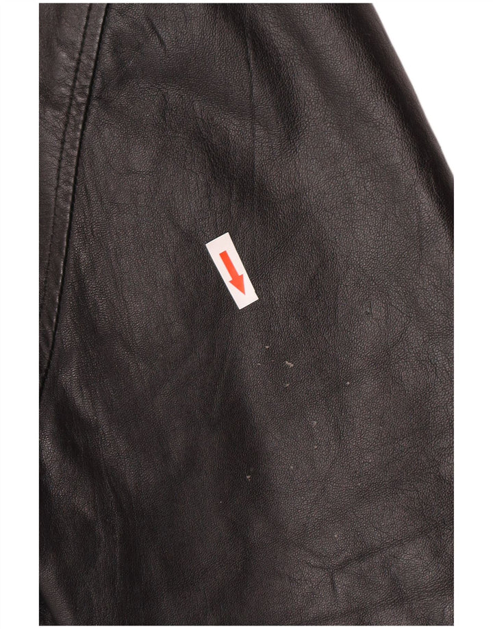 Vintage Herre Læder Biker Jacket IT 52 XL Sort