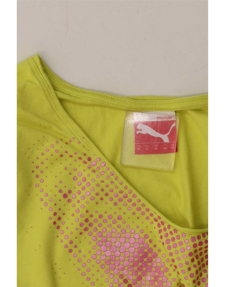 Puma Graphic T-Shirt Top UK 16 Large Yellow