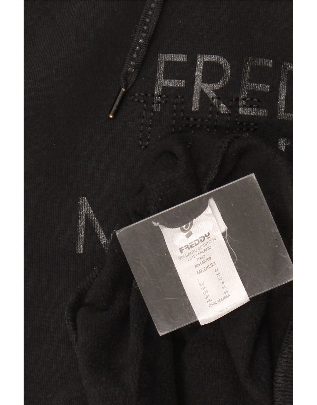 Freddy Dame Grafisk Sweatshirt Jumper UK 14 Medium Sort Bomuld