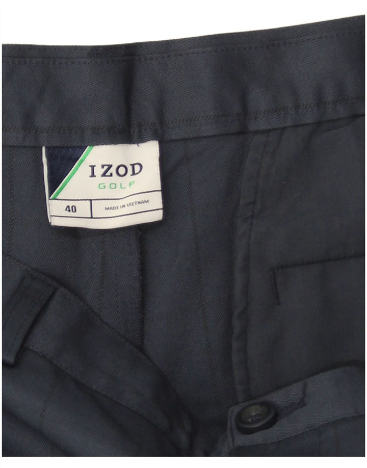 Izod Herre Golf Chino Shorts W40 XL Marineblå Ternet polyester