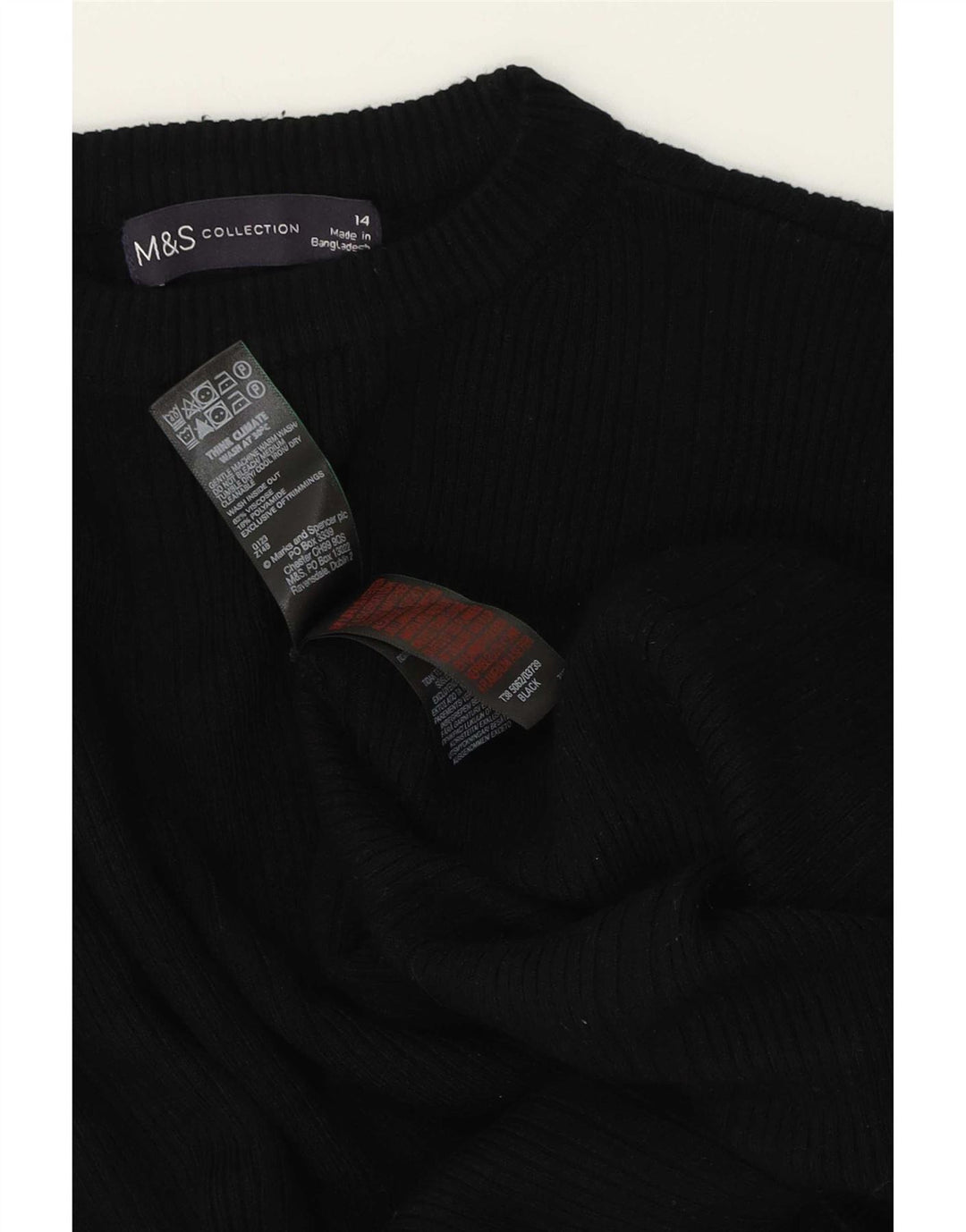 Marks & Spencer Dame sweater med rund hals DK 14 Stor sort viskose