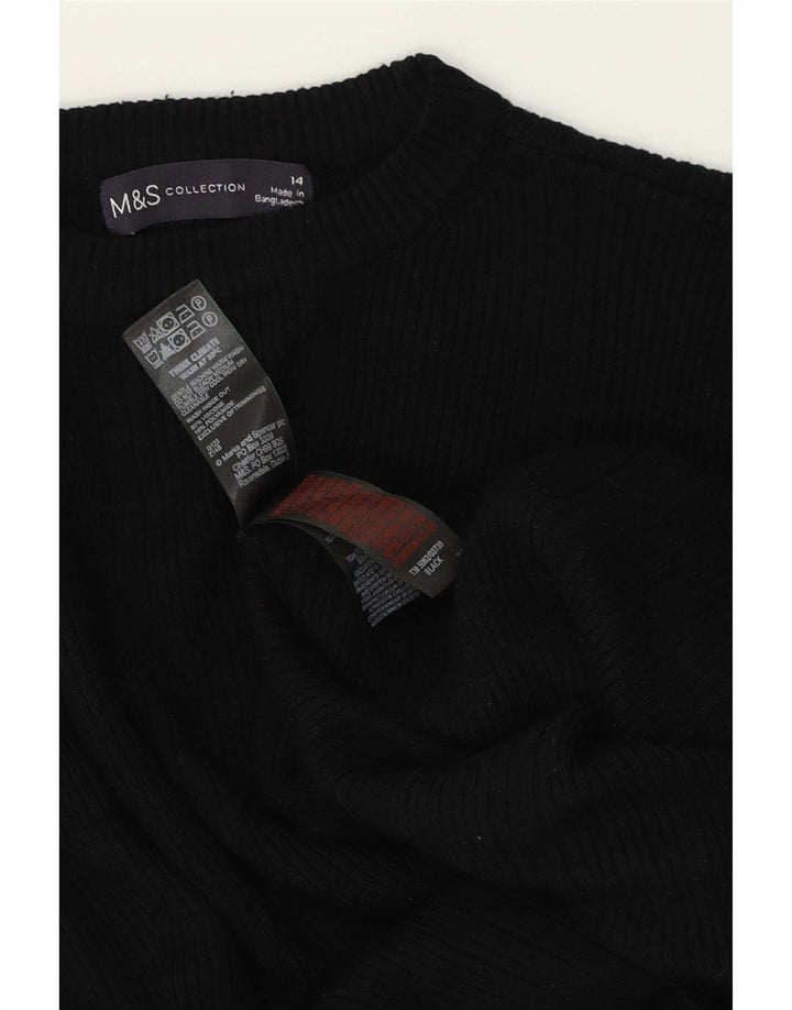 Marks & Spencer Dame sweater med rund hals DK 14 Stor sort viskose