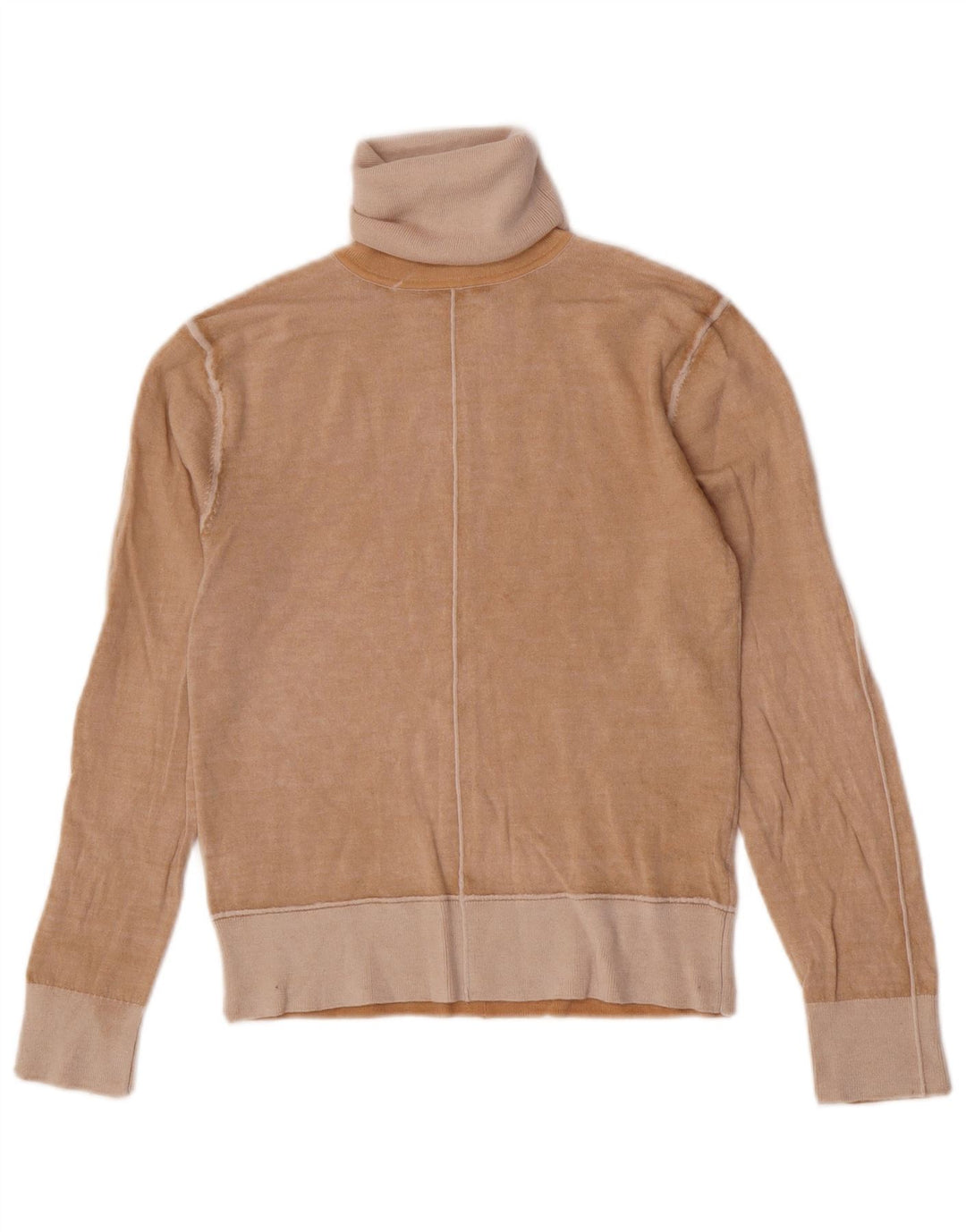 Zara Dame Rullehals Sweater UK 12 Medium Beige Uld