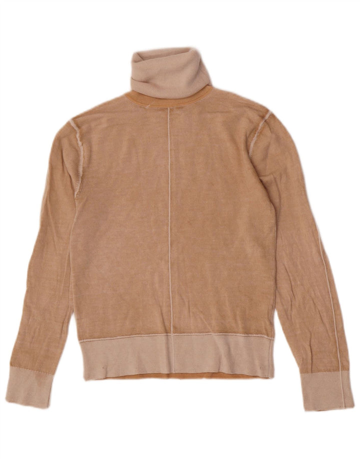 Zara Dame Rullehals Sweater UK 12 Medium Beige Uld
