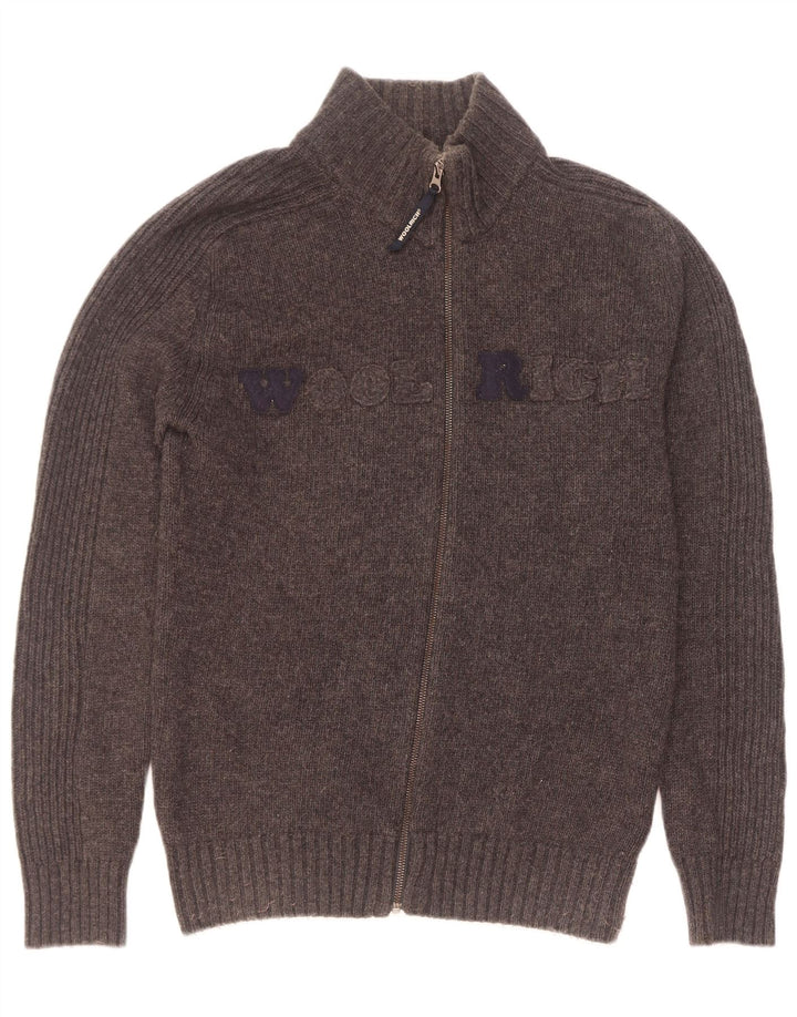 Woolrich Mens Graphic Cardigan Sweater Large Grey