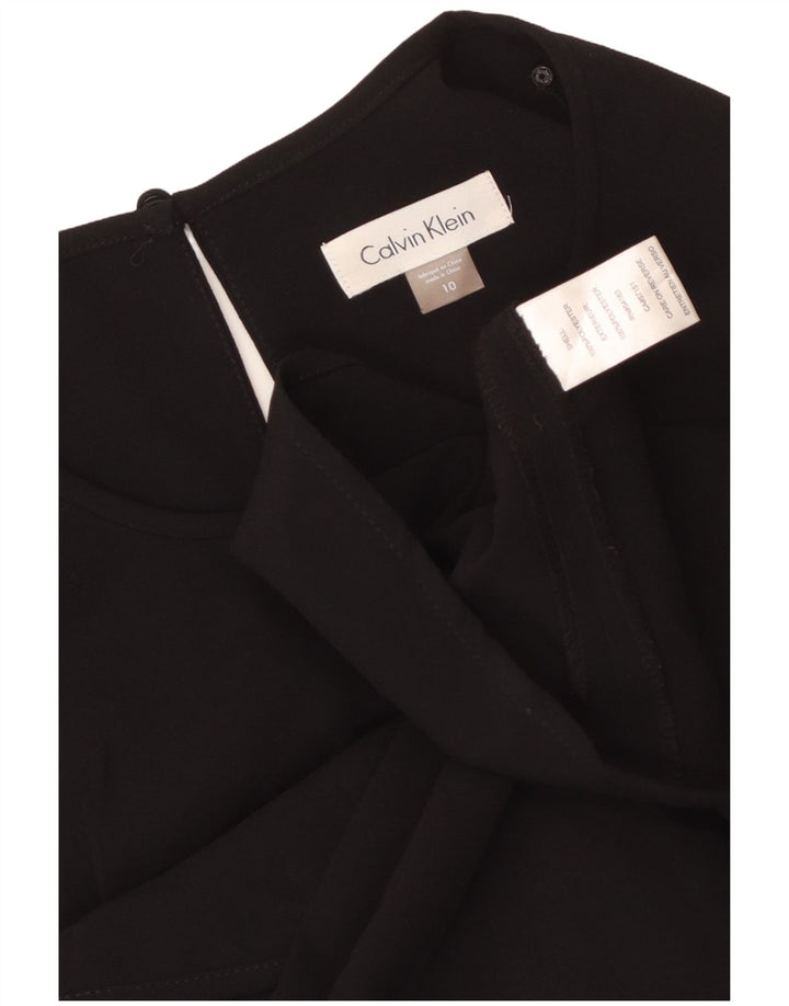 CALVIN KLEIN Dame Ærmeløs A-line Kjole US 10 Large Black Polyester