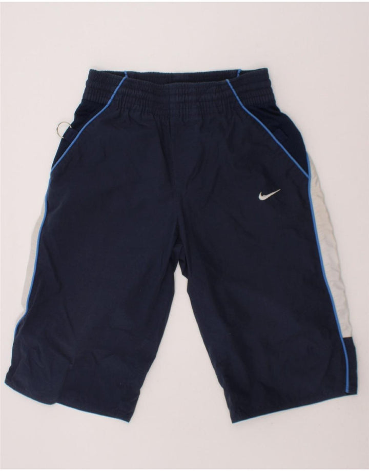 NIKE Boys Sport Shorts 8-9 Years  Navy Blue Colourblock Polyester Vintage Nike and Second-Hand Nike from Messina Hembry 