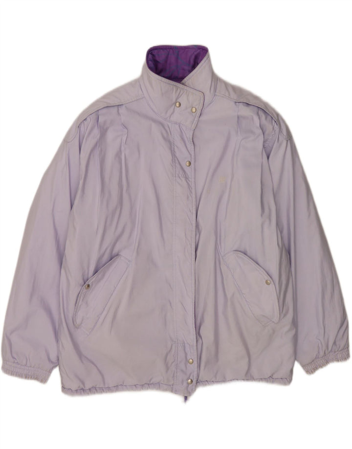 Belfe Womens Oversized Vendbar Jakke UK 14 Large Purple Floral