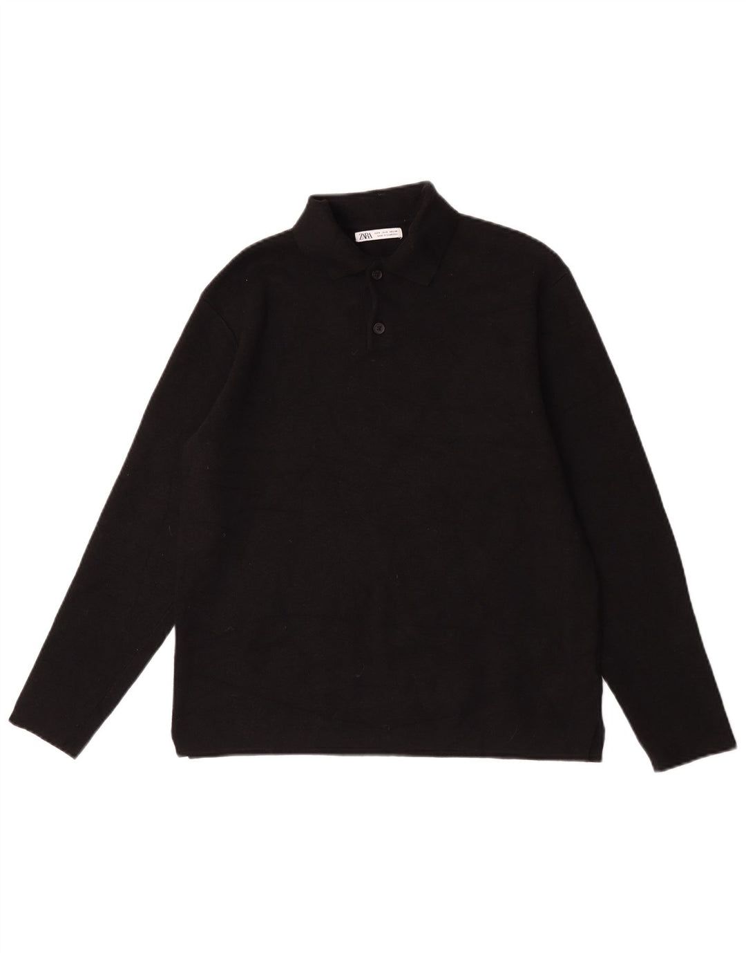 Zara Langærmet Polo Shirt til mænd Lille sort viskose