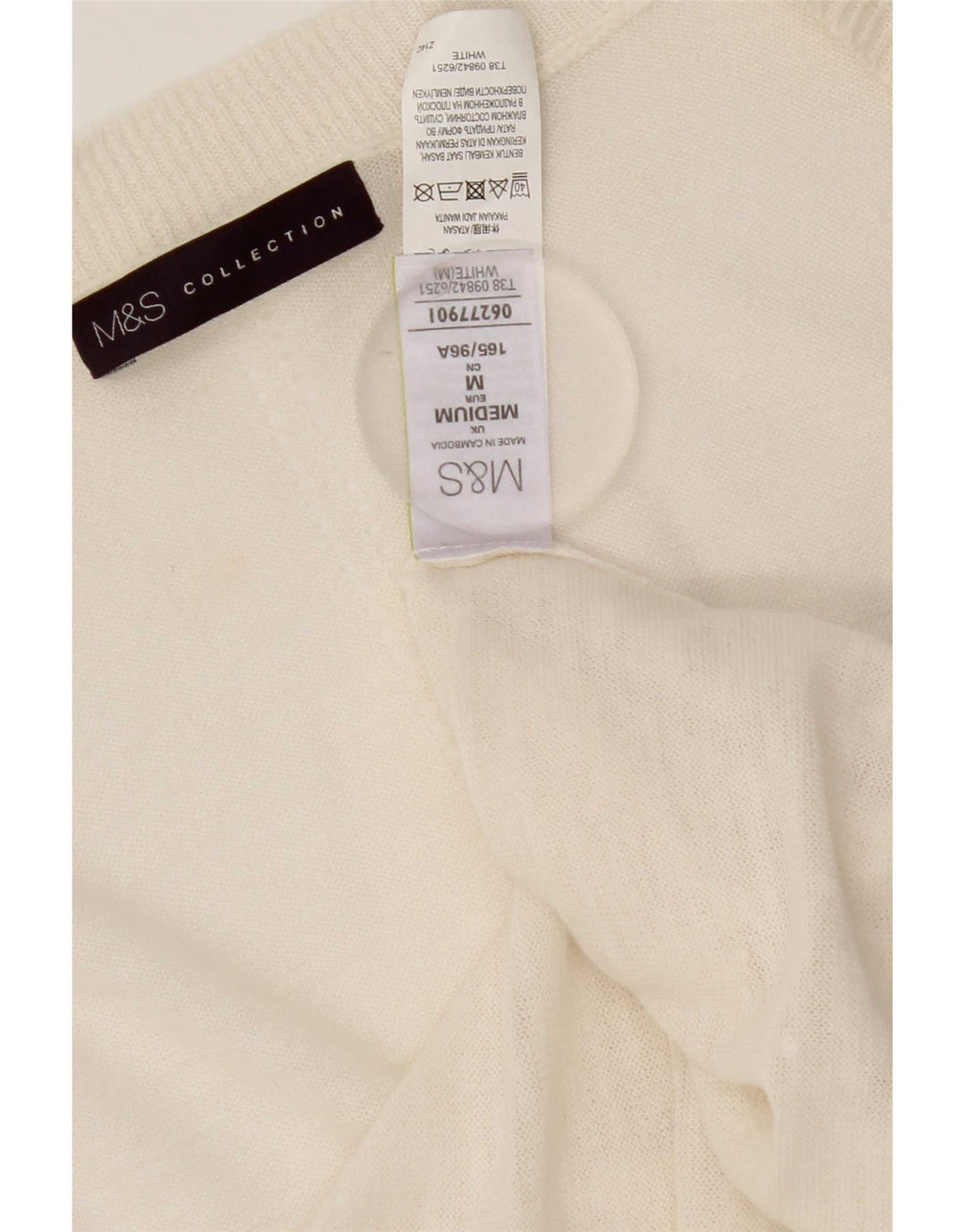 Marks & Spencer Dame Longline Åben Cardigan Sweater UK 14 Medium White