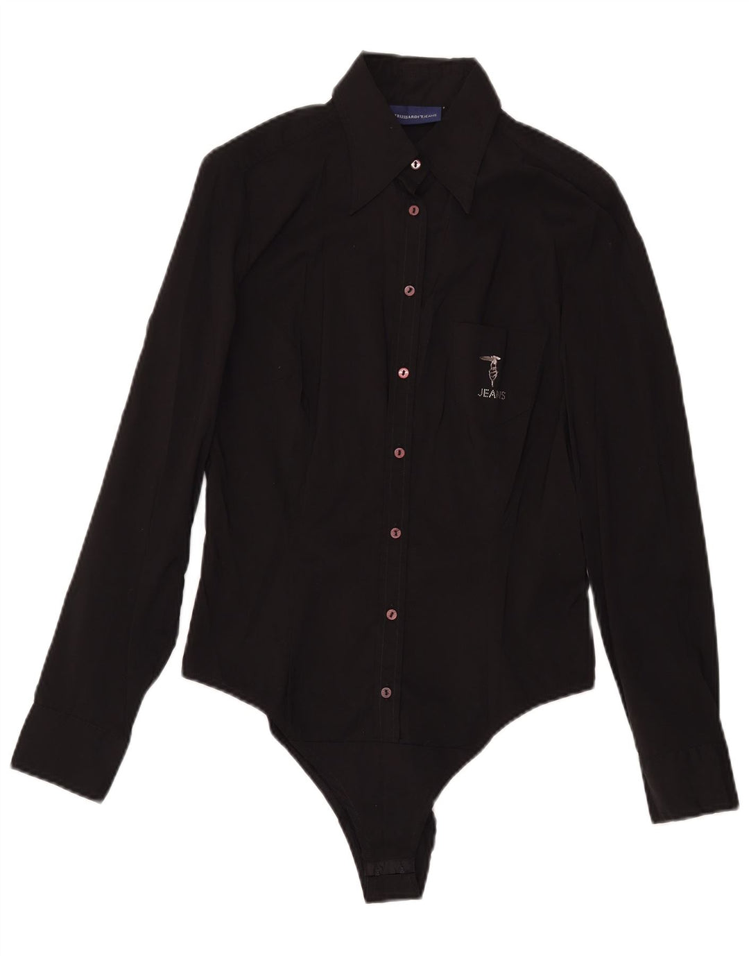 Trussardi Dame Langærmet Bodysuit UK 12 Medium Sort Bomuld