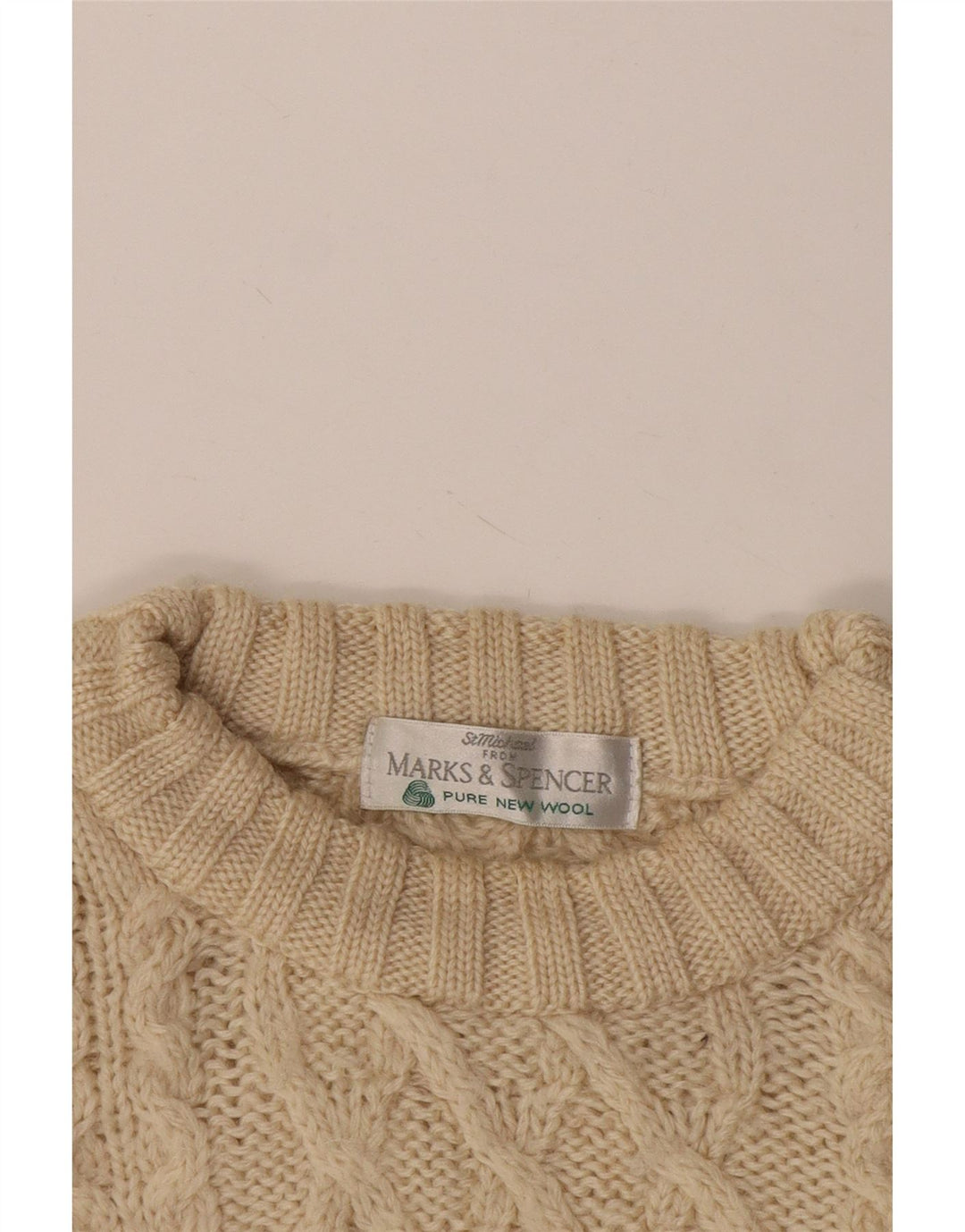 Marks & Spencer Herre sweater med rund hals 2XL beige uld