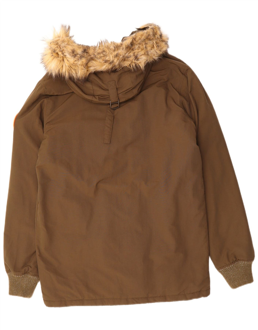 SUPERDRY Mens Hooded Military Jacket UK 38 Medium Brown Polyester