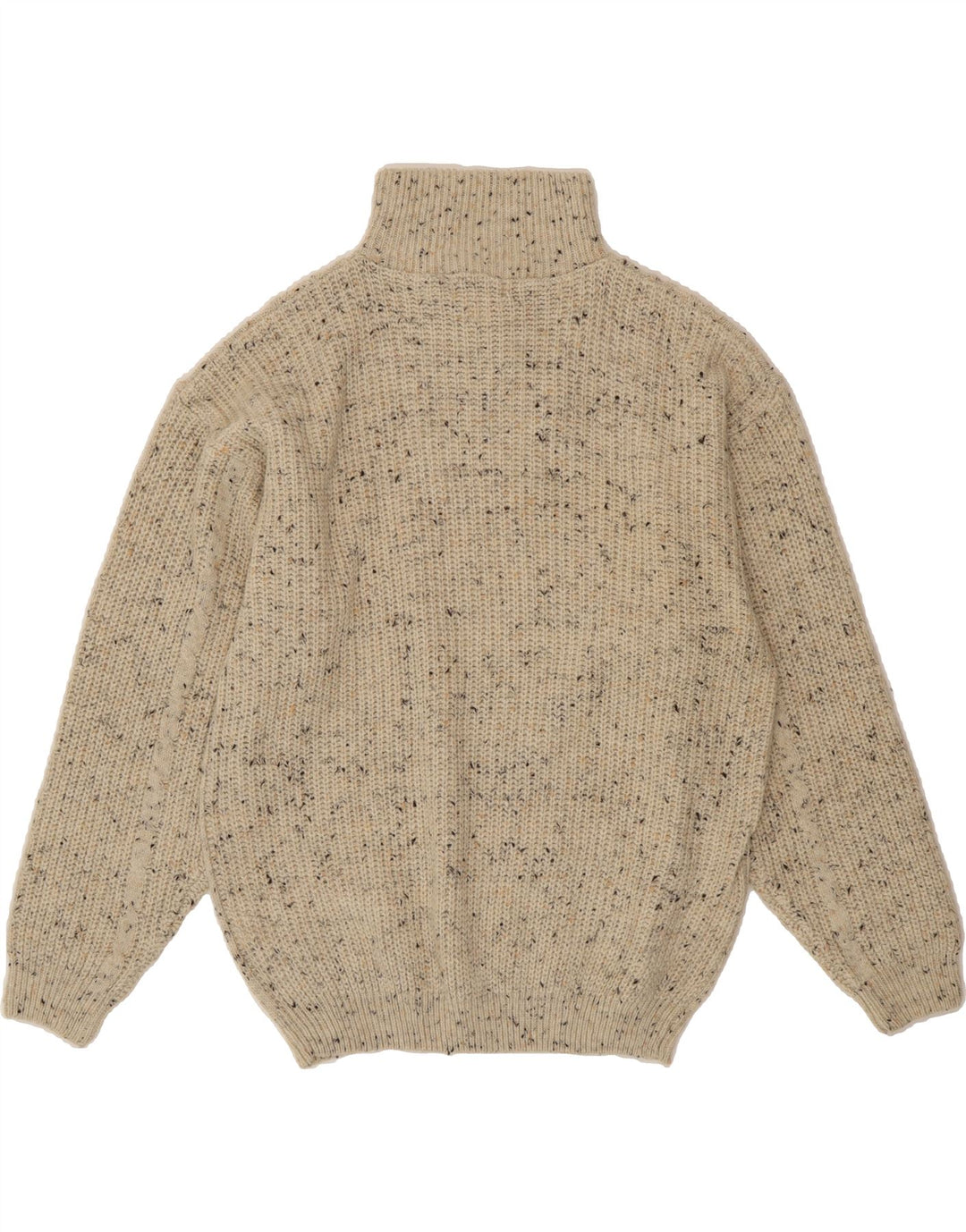 BERTO LUCCI Mens Zip Neck Jumper Sweater Medium Beige Flecked Acrylic Vintage Berto Lucci and Second-Hand Berto Lucci from Messina Hembry 