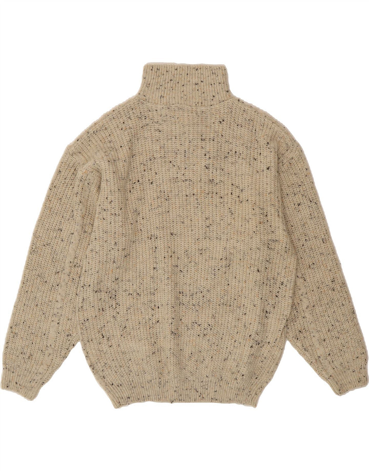 BERTO LUCCI Mens Zip Neck Jumper Sweater Medium Beige Flecked Acrylic Vintage Berto Lucci and Second-Hand Berto Lucci from Messina Hembry 